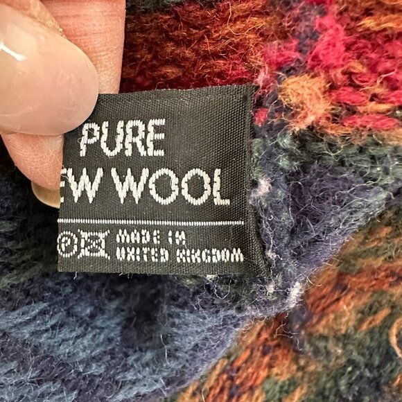 Vintage Mansoon Handknitted in UK Sweater Women's Size Large 100% Wool Nordick - Picture 12 of 12